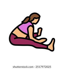 seated forward bend pregnant fitness color icon vector. seated forward bend pregnant fitness sign. isolated symbol illustration