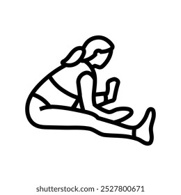 sitzende vorwärts beugen schwanger fitness linie symbol vektor. sitzendes vorderer Bogen schwangeren Fitness-Zeichen. isoliertes Kontursymbol, schwarze Illustration