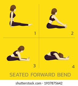 Seated Forward Bend Yoga Manga Tutorial How Cartoon Vector Illustration