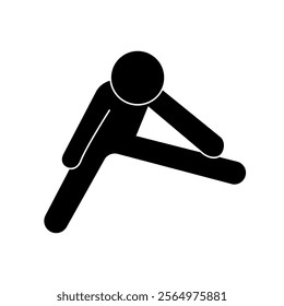 Seated forward bending stretch silhouette. Vector.