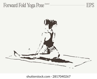 Seated Forward Fold Yoga Pose Hand Drawn Sketch