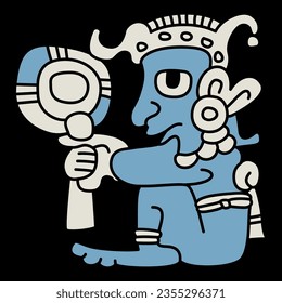 Gesuchter lustiger Mann. Indianische Kunst aus dem Maya-Codex. 