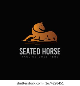 Logotipo de caballo sentado, con un vector de estilo elegante
