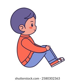 Seated kid side view illustration isolated vector