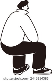 Sitzender Mann, Strichzeichnung, Vektorgrafik