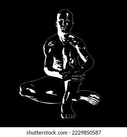 Seated Man Vector 01. Illustration On Black Background. A vector illustration Of A Man.