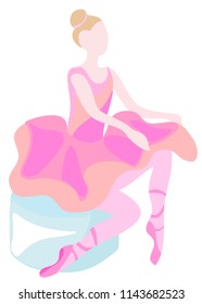 Seated pink ballerina vector graphics