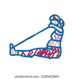 seated row resistance band pregnant fitness doodle icon sketch vector. seated row resistance band pregnant fitness sign. isolated symbol illustration