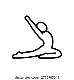 sitzende Seite Stretch Yoga Pose Linie Symbol minimale Übung und Flexibilität Symbol