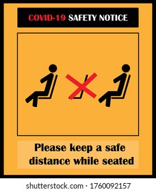 Seated sign. Safe distance while seated symbol vector. seated sign. safety sign and symbol during Coronavirus. Social distancing sign and sysmbol. Maintain Distance. Keep Distance