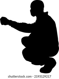 seated silhouette of a man with his arm extended forward. isolated vector silhouette. Elements of this image furnished by NASA.