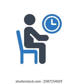 Seated Time Icon On White Background