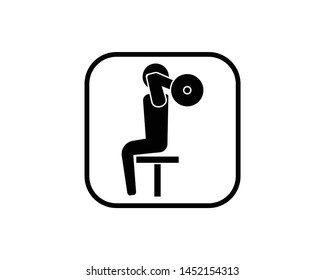 Seated triceps extension icon in glyph style isolated on white background. symbol of exercise forms triceps muscles in the fitness center.- vector EPS 10
