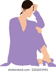 Seated Woman 10 Vector Illustration