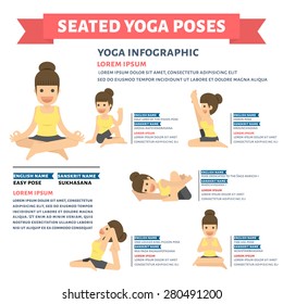 seated yoga poses elements.vector