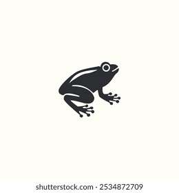 A seating frog vector icon, frog vector, frog silhouette, Charming Frog