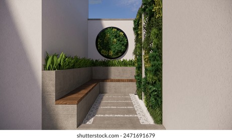 seating and garden design in the narrow backyard