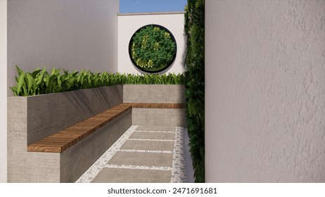 seating and garden design in the narrow backyard