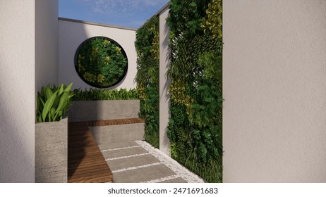 Sitzgelegenheiten und Gartengestaltung im engen Hinterhof