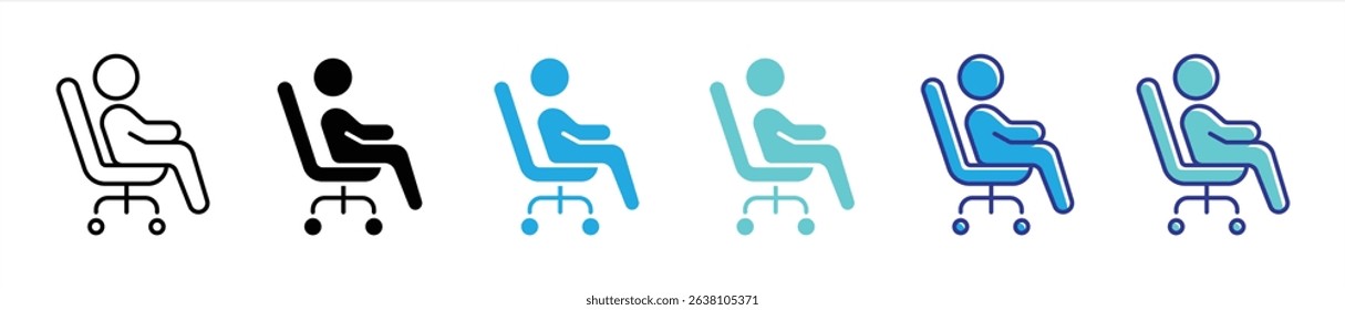 seating icon set. containing relaxation, comfort, ergonomic, workspace thin line and color style icon symbol sign for your app and web. vector illustration