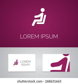 seating man logo template icon design elements with business card  
