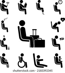 seating place for person with luggage icon in a collection with other items