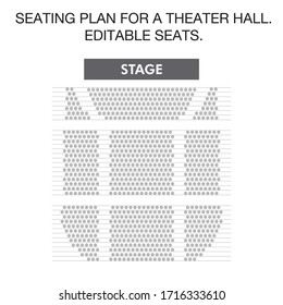 Seating plan for a theater hall. Editable seats.