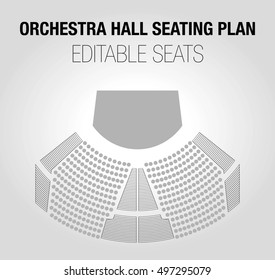 Seating plan for a theater or orchestra hall. Editable seats.