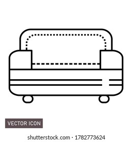 
Sitzmöbel, Sofa-Design mit Umriss-Stil. Vektorsymbol
