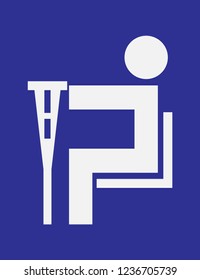 Seating in transport for invalid man. vector web icon