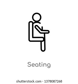 seating vector line icon. Simple element illustration. seating outline icon from people concept. Can be used for web and mobile