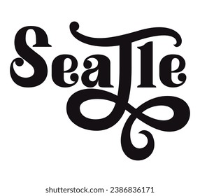 seatle city lettering monochrome style