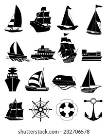 SeaTransportation ship icons set