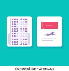 Seats air plane map icon airplane chair choosing booking online ui vector, flight airline places select order interface design, aircraft aeroplane tickets purchase buy reservation layout app image