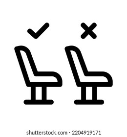 seats distance icon or logo isolated sign symbol vector illustration - high quality black style vector icons
