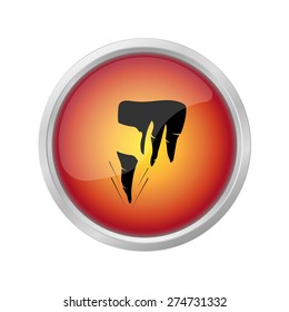seats falling icicles icon sign on red button