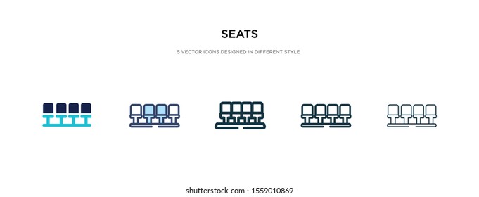 seats icon in different style vector illustration. two colored and black seats vector icons designed in filled, outline, line and stroke style can be used for web, mobile, ui