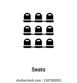 Seats icon vector isolated on white background, logo concept of Seats sign on transparent background, filled black symbol