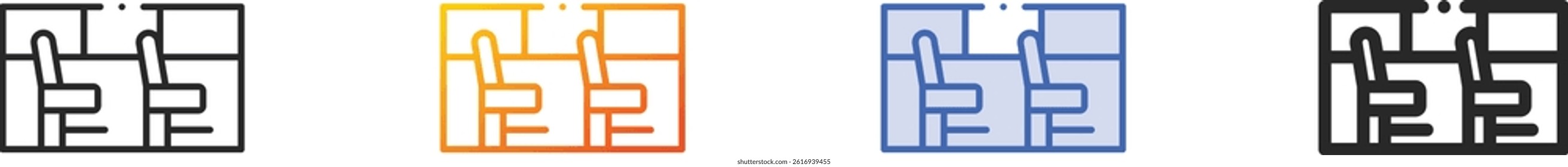 seats icon.Thin Linear, Gradient, Blue Stroke and bold Style Design Isolated On White Background