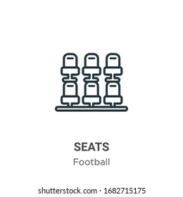 Seats outline vector icon. Thin line black seats icon, flat vector simple element illustration from editable football concept isolated stroke on white background