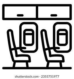 Seats in plane line icon, airlines concept, seats vector sign on white background, passengers seats outline style for mobile concept and web design. Vector graphics