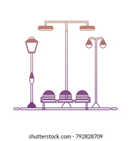 seats and street lamps