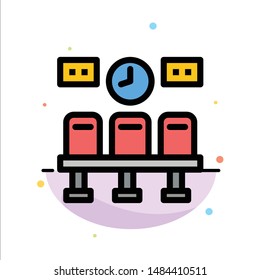 Seats, Train, Transportation, Clock Abstract Flat Color Icon Template. Vector Icon Template background