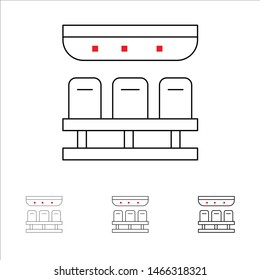 Seats, Train, Transportation, Travel Bold and thin black line icon set. Vector Icon Template background