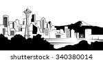 Seattle Black and White Skyline