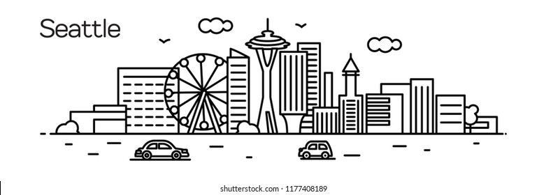 Seattle city.For banner, web page, cards, presentation. Vector illustration