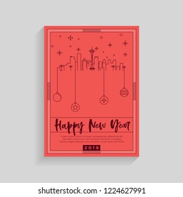 Seattle City New Year Card Design Template