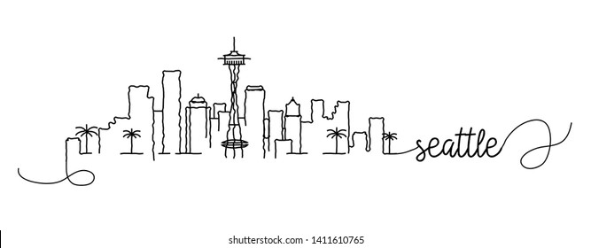 Seattle City Skyline Doodle Sign