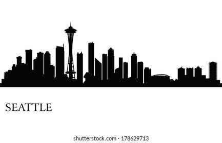 Seattle city skyline silhouette background, vector illustration 