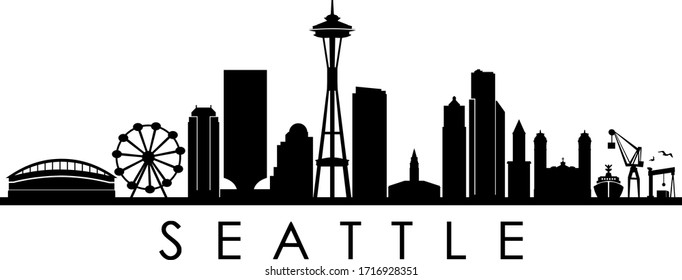 Vector de paisajes urbanos de la silueta de la ciudad de SEATTLE